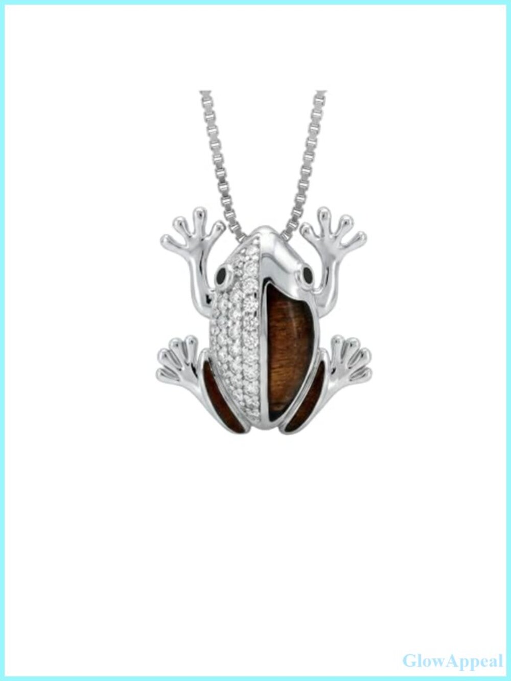 925 Sterling Silver Hawaiian Frog Pendant Necklace Moissanite Inlay 18"